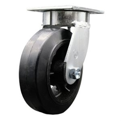 High temperature kingpinless swivel caster with durable 6 inch rubber on metal wheel.
