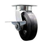 6 Inch Kingpinless Swivel Caster with Rubber Tread Wheel and Brake
