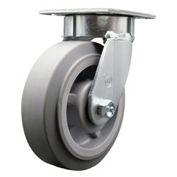 High temperature kingpinless swivel caster with durable 6 inch thermoplastic rubber wheel.