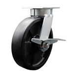 8 Inch Kingpinless Swivel Caster with Glass Filled Nylon Wheel and Brake