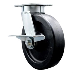 High temperature kingpinless swivel caster with durable 8 inch polyolefin wheel and brake.