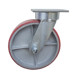 8 Inch Kingpinless Swivel Caster with Polyurethane Tread Wheel and Ball Bearings