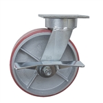 8 Inch Swivel Caster with Polyurethane Tread Wheel, Ball Bearings, and Brake