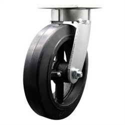 High temperature kingpinless swivel caster with durable 8 inch rubber on metal wheel.