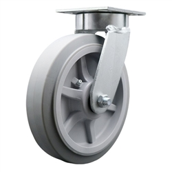 High temperature kingpinless swivel caster with durable 8 inch thermoplastic rubber wheel.
