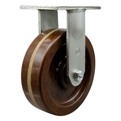 Rigid caster fitted with 10 inch diameter by 3 inch wide high temperature phenolic wheel