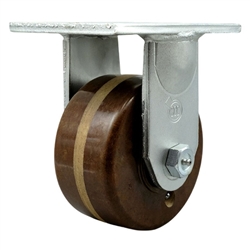 Rigid caster fitted with 6 inch diameter by 3 inch wide high temperature phenolic wheel
