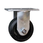 6 Inch Rigid Caster with Rubber on Cast Iron Wheel