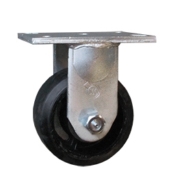 6 Inch Rigid Caster with Rubber on Cast Iron Wheel