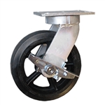 10 Inch Kingpinless Swivel Caster with Rubber Tread Wheel and Side Lock Brake