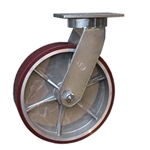 12 Inch Kingpinless Swivel Caster with Polyurethane Tread on Aluminum Core Wheel