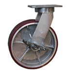 12 Inch Kingpinless Swivel Caster with Polyurethane Tread on Aluminum Wheel and Side Lock Brake