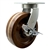 Rigid caster fitted with 12 inch diameter by 3 inch wide high temperature phenolic wheel and brake.