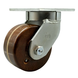 Swivel caster fitted with 6 inch diameter by 3 inch wide high temperature phenolic wheel