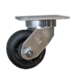 6 Inch Kingpinless Swivel Caster with Rubber on Cast Iron Core Wheel