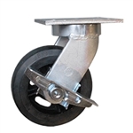 Kingpinless Swivel Caster with Rubber on Cast Core Wheel and Side Lock Brake