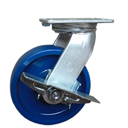 8 Inch Kingpinless Swivel Caster with Polyurethane Wheel and Side Lock Brake