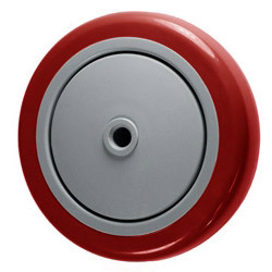 5" x 1-1/4"  Red Polyurethane on Poly Wheel