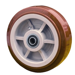 6" x 2" Polyurethane on Poly Wheel with Ball Bearings