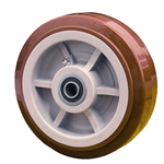 8" x 2" Polyurethane on Poly Wheel with Ball Bearings