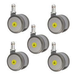 set of five 2 inch gray MRI safe casters
