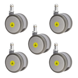 set of five 2-3/8 inch gray MRI safe casters