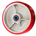 5" x 2" Polyurethane on Cast Iron Wheel with Ball Bearings