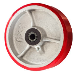 6" x 2" Polyurethane on Cast Iron Wheel