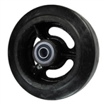 6" x 2" rubber on cast iron wheel with ball bearings