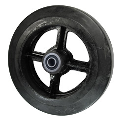 8" x 2" rubber on cast iron wheel with ball bearings