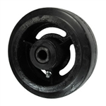 5" x 2" rubber on cast iron wheel