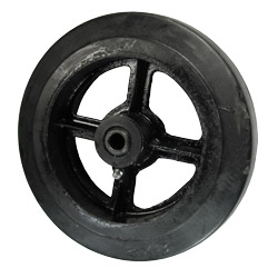 8" x 2" rubber on cast iron wheel