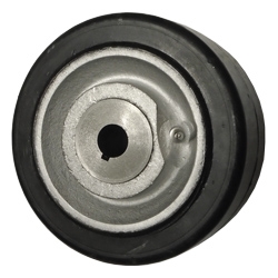 6" x 3" rubber on cast iron drive wheel with metric bore