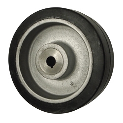 8" x 3" rubber on cast iron drive wheel with metric bore