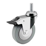 5 inch Total Lock swivel caster with threaded stem for hospital applications