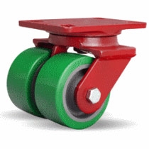 4 Inch dual wheel Swivel Caster with polyurethane on cast core wheels