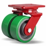 5 Inch dual wheel Swivel Caster with polyurethane on cast core wheels