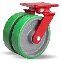 8 Inch dual wheel Swivel Caster with polyurethane on cast core wheels