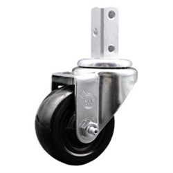 Service Caster #20 Series 3/4 inch square stem swivel casters with 3 inch hard rubber wheel and zinc plated finish.