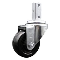 Service Caster #20 Series 7/8 inch square stem swivel casters with 3 inch hard rubber wheel and zinc plated finish.
