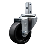 Service Caster #20 Series 7/8 inch square stem swivel casters with 3 inch polyolefin wheel and zinc plated finish.