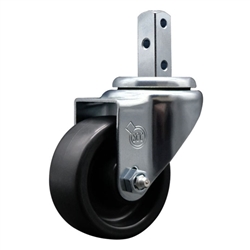 Service Caster #20 Series 7/8 inch square stem swivel casters with 3 inch polyolefin wheel and zinc plated finish.