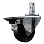 Service Caster #20 Series 7/8 inch square stem swivel casters with 3 inch polyolefin wheel featuring posi lock brake and zinc plated finish.