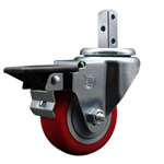 3" Polyurethane Caster with Square Stem and Brake