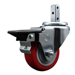 3" Polyurethane Caster with Square Stem and Brake