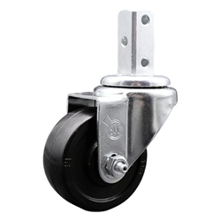 3/4 inch square stem swivel casters with 3 inch soft rubber wheel