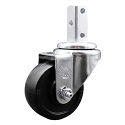 7/8 inch square stem swivel casters with 3 inch soft rubber wheel