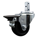 3/4 inch square stem swivel casters with 3 inch soft rubber wheel featuring posi lock