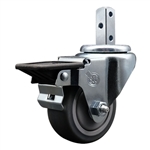 3/4 inch square stem swivel casters with 3 inch thermoplastic rubber tread wheel featuring posi lock brake