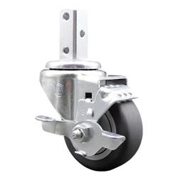 3/4 inch square stem swivel casters with 3 inch thermoplastic rubber tread wheel featuring top lock brake